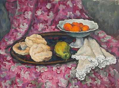 'Oranges and Kalatchs' by Grigory Alexandrovich Sretensky - Auction record, sale price, and art valuation. Compare with similar artists and explore comparable artworks.