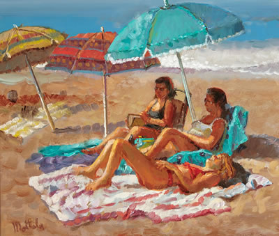 Three Girls Sun Bathing, Main Beach, Laguna