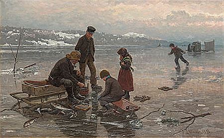 Fiskere på isen, 1891 by Jahn Ekenaes - Auction record, sale price, and art valuation. Compare with similar artists and explore comparable artworks.