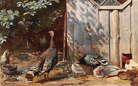 A Corner of the Chicken Yard. “Hjørne af Hønsegaarden”.