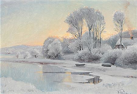 Winter scenery from Vejle Fiord. by Hans Agersnap - Auction record, sale price, and art valuation. Compare with similar artists and explore comparable artworks.
