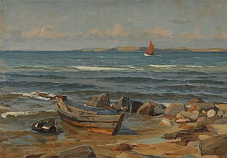 A beach near Dragsholm, in the distance the island of Nekselø.