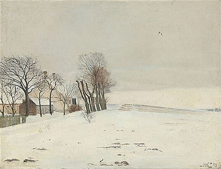 Winter landscape from a farmhouse.