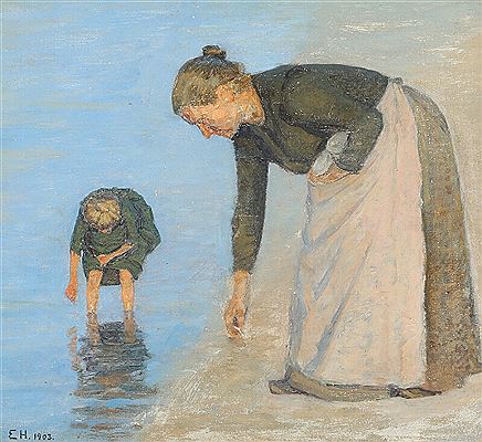 Fisherman's wife on the beach, Skagen.