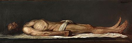 The body of dead Christ in the tomb.