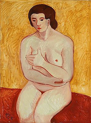 Woman on a yellow background.