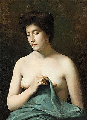 Half-length study of a female nude