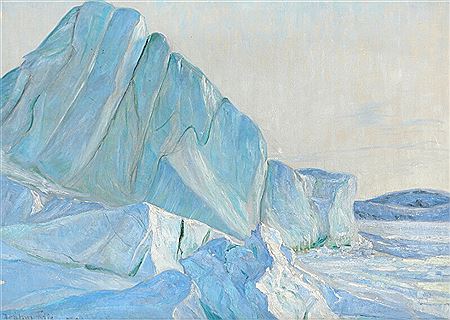 “Eisberg In der Morgensonne, unter dem Teufelskap”.