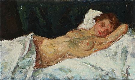 A young model on a divan.