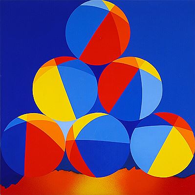 Composition with beach balls. by Per Arnoldi - Auction record, sale price, and art valuation. Compare with similar artists and explore comparable artworks.