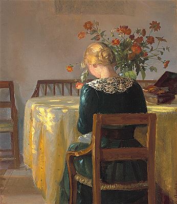“Ung pige ved sit arbejde”.