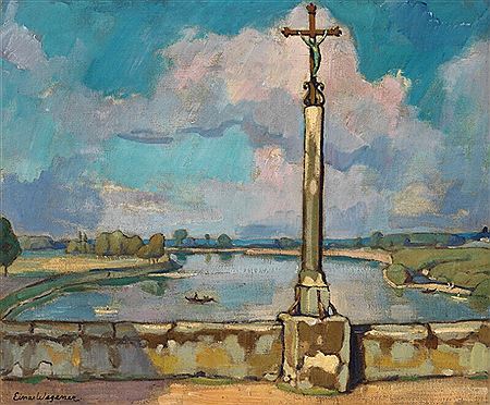 Road crucifix on the bridge over the river Loire in Beaugency, France by Einar Wegener - Auction record, sale price, and art valuation. Compare with similar artists and explore comparable artworks.