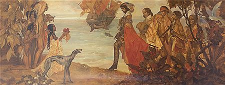 Columbus sets foot in America