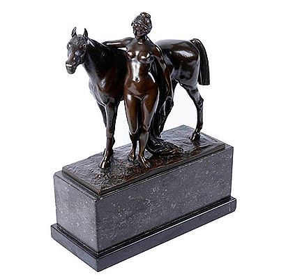 Horsewoman with horse.