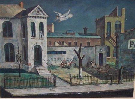 Sample artwork by Will Lamm (Born 1917), known for modernist, surreal figure painting and genre - View similar artists and auction records