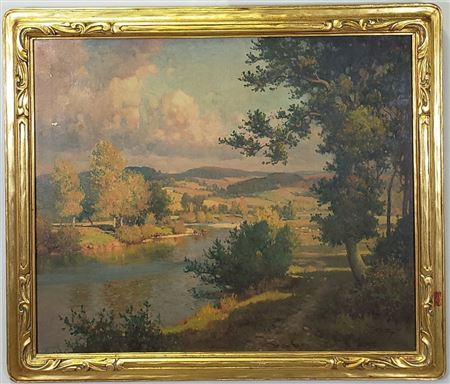 "The Usk Near Llantrissant" by George Trevor - Auction record, sale price, and art valuation. Compare with similar artists and explore comparable artworks.