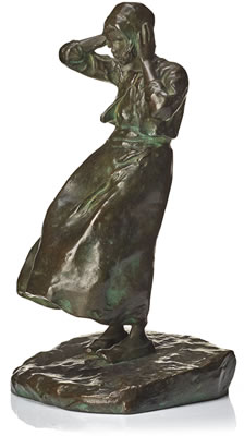 "Flicka i blåst" (=Young woman in the wind)