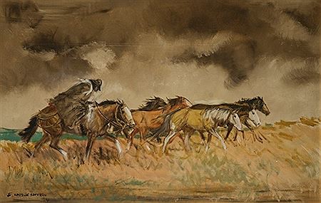 Tropa a contraviento by Enrique Castells - Auction record, sale price, and art valuation. Compare with similar artists and explore comparable artworks.