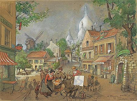 MAURICE UTRILLO PAINTING IN MONTMARTRE, 1934