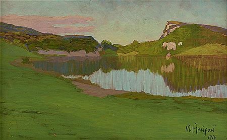 View of Lake Brenet and the Dent de Vaulion by Marcel Amiguet - Auction record, sale price, and art valuation. Compare with similar artists and explore comparable artworks.