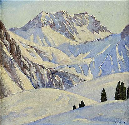 Valbellahorn under the snow by Ernst Emil Schlatter - Auction record, sale price, and art valuation. Compare with similar artists and explore comparable artworks.