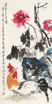Rooster and Peony