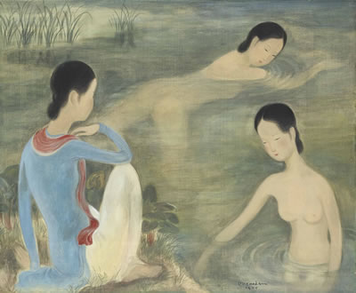 Sample artwork by Vu Cao Dam (1908 - 2000), known for modernist figure, landscape and portrait bust sculpture - View similar artists and auction records