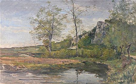 Cliffs and river. by Claude Reignier - Auction record, sale price, and art valuation. Compare with similar artists and explore comparable artworks.