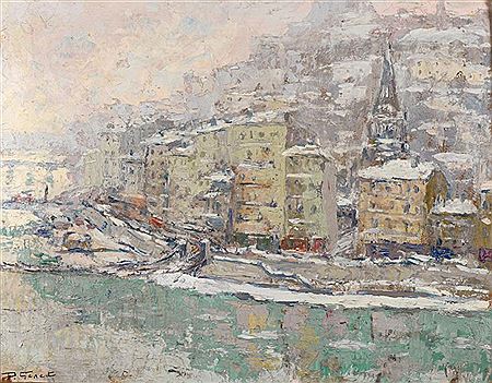 Quais de Saône under the snow by Paulette Genet - Auction record, sale price, and art valuation. Compare with similar artists and explore comparable artworks.
