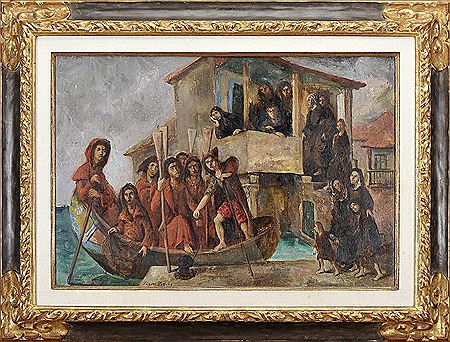 Untitled (Boat with fishermen from Nazaré)