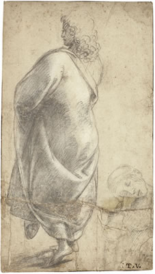 A young man seen from behind, cloaked, with a study of a young woman resting on her hand by Luca Signorelli - Auction record, sale price, and art valuation. Compare with similar artists and explore comparable artworks.