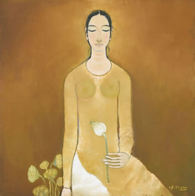Girl Holding a Lotus by Nguyen van Trung - Auction record, sale price, and art valuation. Compare with similar artists and explore comparable artworks.