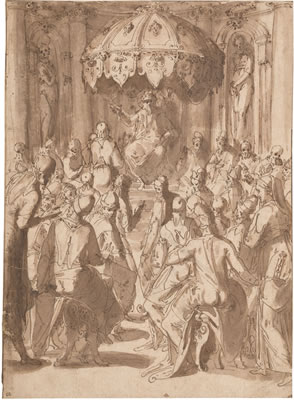 A scene from the Life of Ahasuerus from the Book of Esther