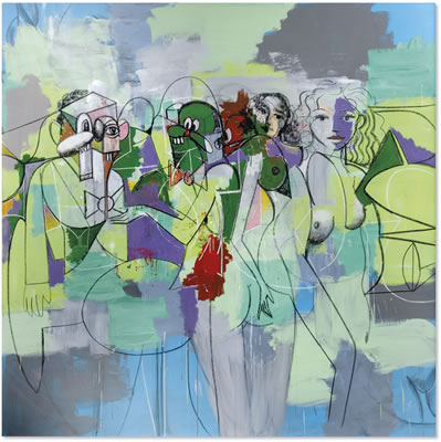 Sample artwork by George Condo (Born 1957), known for post-surreal, grotesque figure and portrait painting - View similar artists and auction records