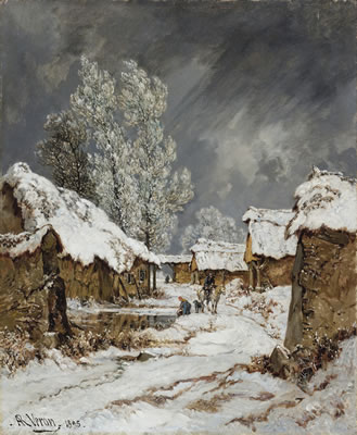 Village Landscape in Winter
