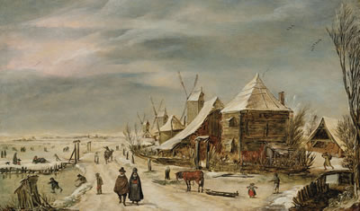 A winter landscape with a farmhouse, windmills and figures by Esaias Van de Velde I - Auction record, sale price, and art valuation. Compare with similar artists and explore comparable artworks.