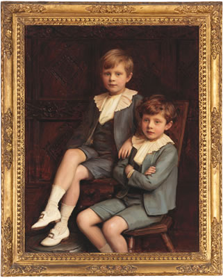 Double portrait of the Hon. Ralph Bathurst (1904-1965) and the Hon. William Bathurst (1903-1970), seated full length and three-quarter length, in blue suits and white collars