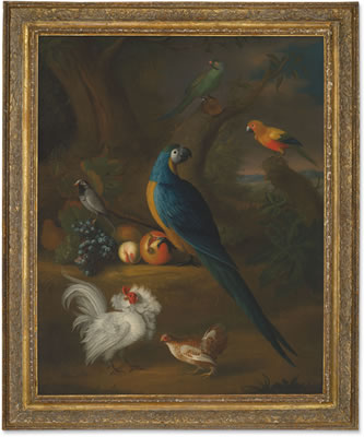 A macaw and other birds in a landscape by Louis Leonard Hubner - Auction record, sale price, and art valuation. Compare with similar artists and explore comparable artworks.