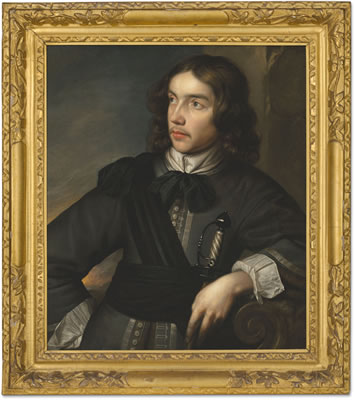 Portrait of a gentleman, half-length, in a grey goat and black sash, with a sword