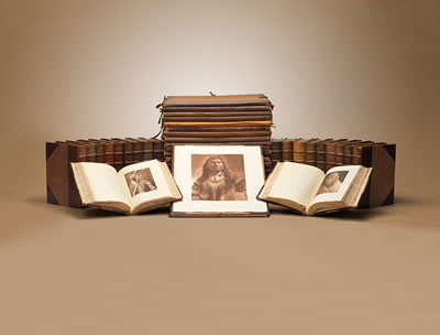 "The North American Indian, Portfolios 1-20; and Vols. 1-20; Stickley Brothers (early 20th century) American Oak Book Cabinet"