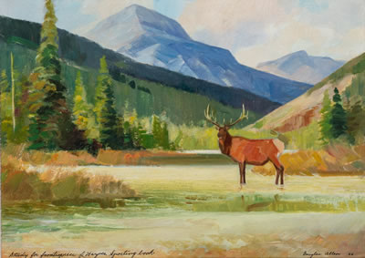 Elk - Study for Frontispiece of Harper Sporting Book (1966)