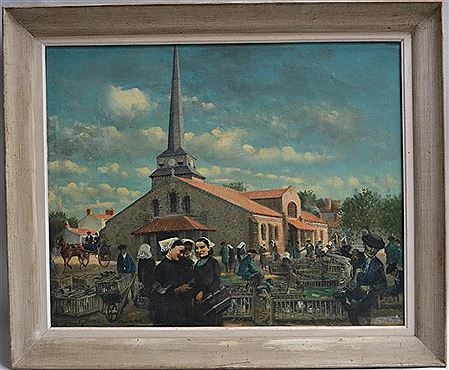 Saint Jean de Monts, le marché aux volailles sur la place de l'église