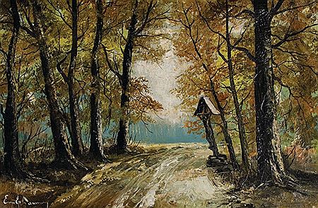 CHAPEL ON THE FOREST ROAD by Emile Lammers - Auction record, sale price, and art valuation. Compare with similar artists and explore comparable artworks.