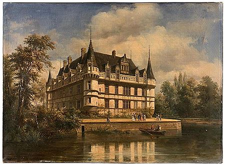 Vue du château d'Azay-le-Rideau by Pierre-Justin Ouvrie - Auction record, sale price, and art valuation. Compare with similar artists and explore comparable artworks.