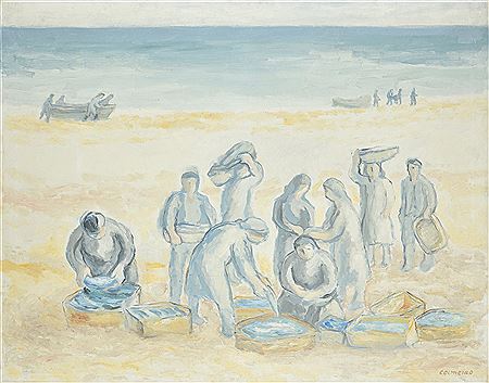 Fisherfolk unloading the catch by Manuel Colmeiro - Auction record, sale price, and art valuation. Compare with similar artists and explore comparable artworks.