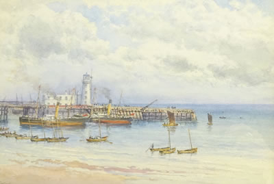 Scarborough Lighthouse with Paddle-Steamers and Fishing Boats on the Foreshore by George Fall - Auction record, sale price, and art valuation. Compare with similar artists and explore comparable artworks.