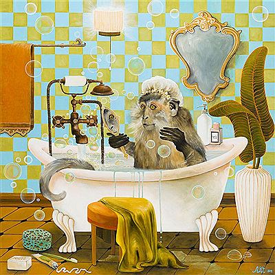 Monkey in a bath