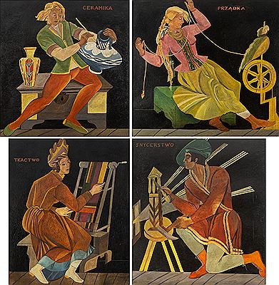Sample artwork by Zofia Stryjenska (1894 - 1976), known for folk tale painting and set design - View similar artists and auction records