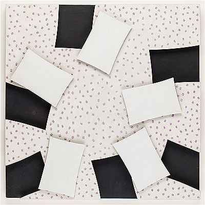 Relief in white, black and purple