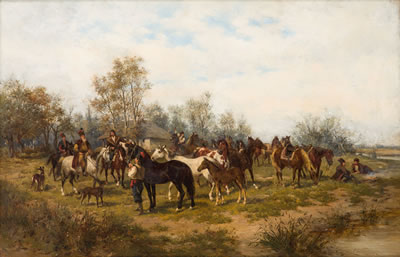 Sample artwork by Ludwig Gedlek (1847 - 1904), known for military genre and landscape painting - View similar artists and auction records